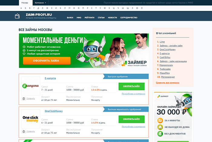 Микрозаймы и кредиты Zaim-profi